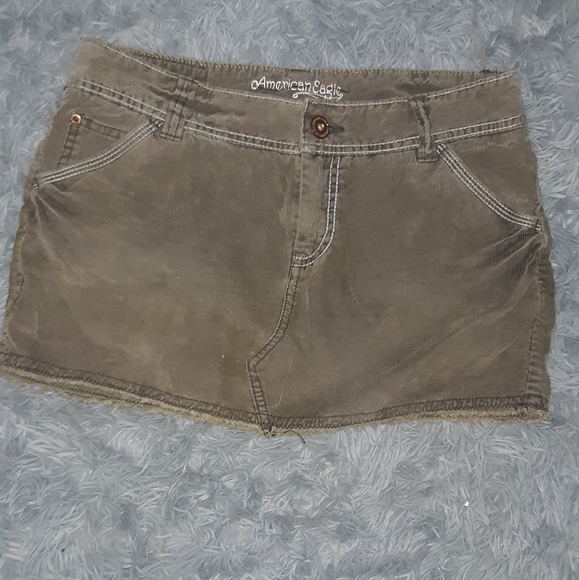 American Eagle Outfitters Dresses & Skirts - Y2k corduroy khaki grey american eagle mini skirt